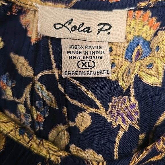 Lola P Women's Boho Tiered Smocked Tassle Waist Maxi Dress Sz XL Ruffle Modest - Picture 4 of 9